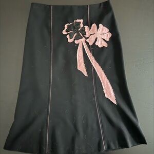 Elegant Black Skirt with Pink Floral Accent